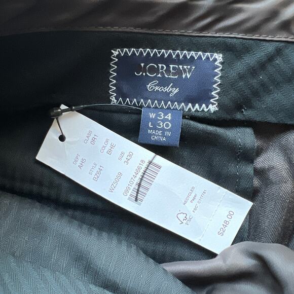 J Crew Crosby Classic Fit Suit Pant Lightweight Italian Wool Mens W34 L30 Brown - Picture 3 of 12